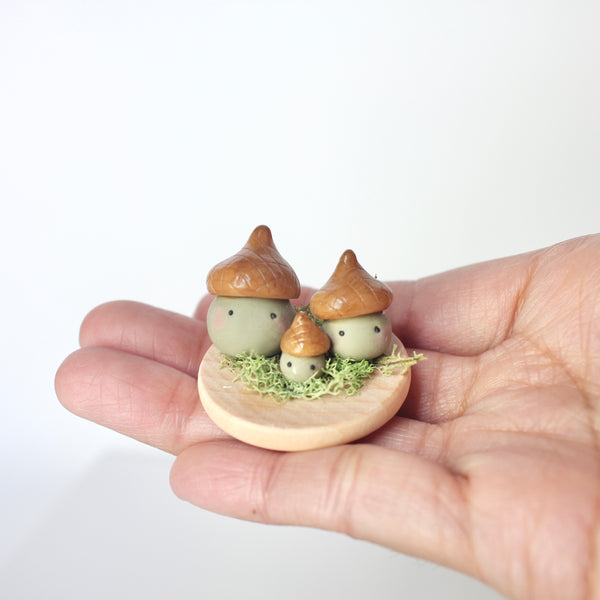 Mini Mossy Acorn Family
